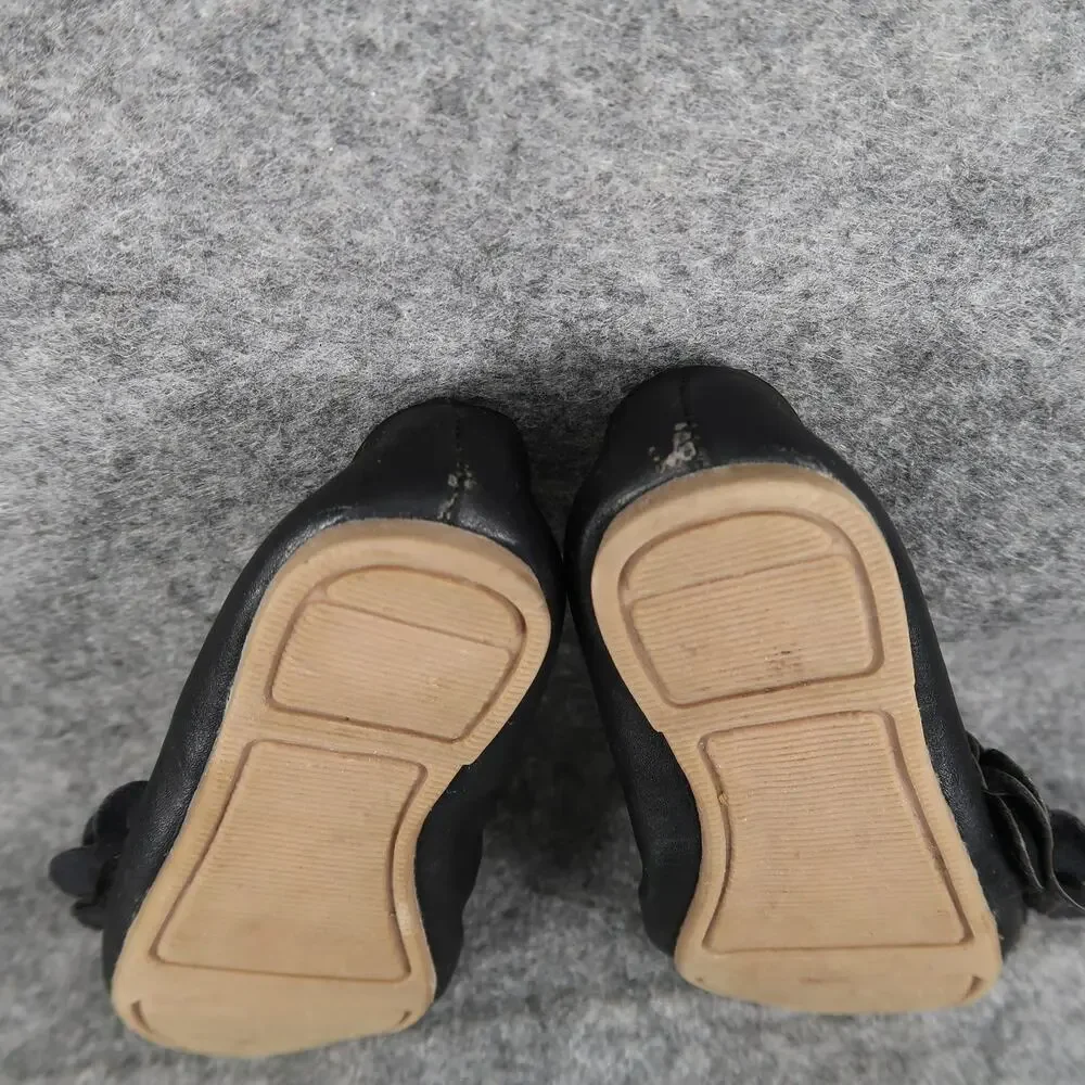 Old Navy Shoes Baby Girls 5 Mary Jane Flats Flower Black Slip On Closed Toe